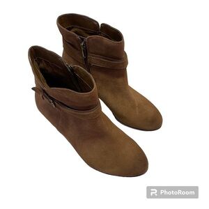 Sam Edelman Lynne Block Heel Boots Western Short Buckle Brown Suede Size 10M